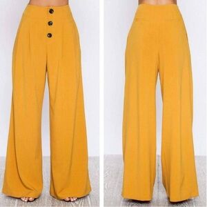 Vibrant Yellow High-Waisted Wide-Leg Pants
